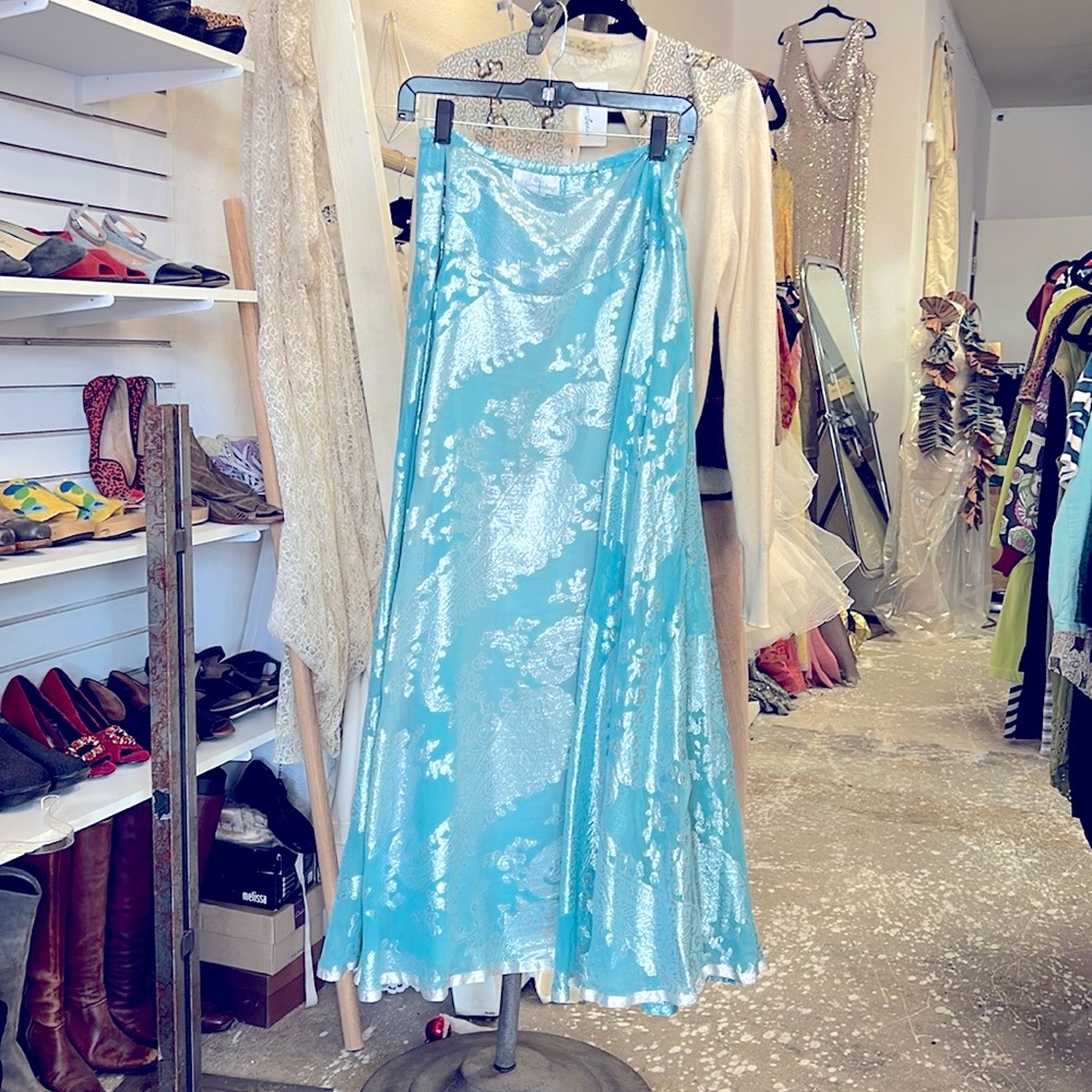 Y2K vintage silk maxi skirt